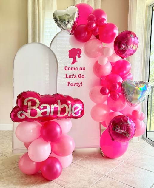 Barbie balloon arch
