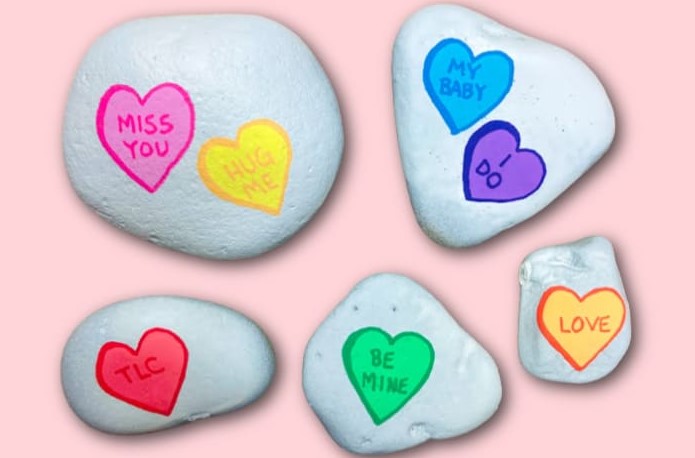 Painted Rocks with Conversation Heart