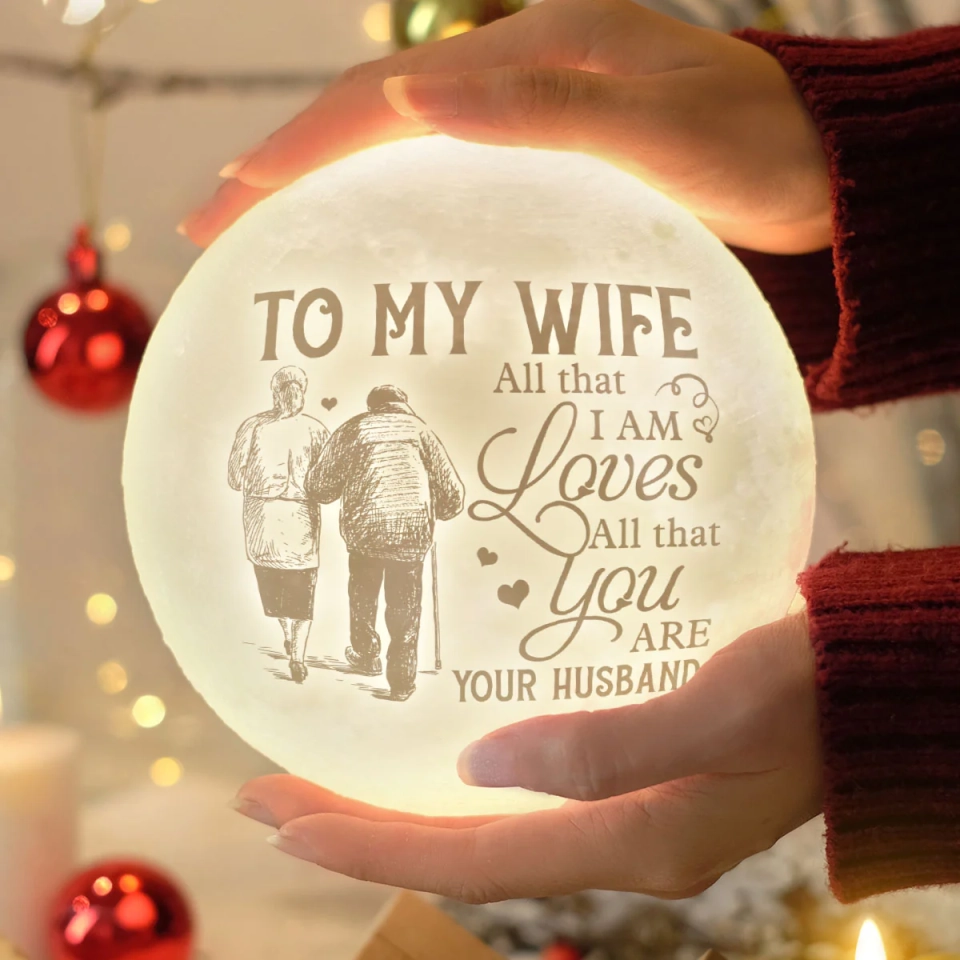 To My Wife 3D Moon Lamp For Her Birthday