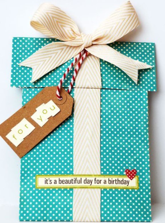Wrapped gift birthday card