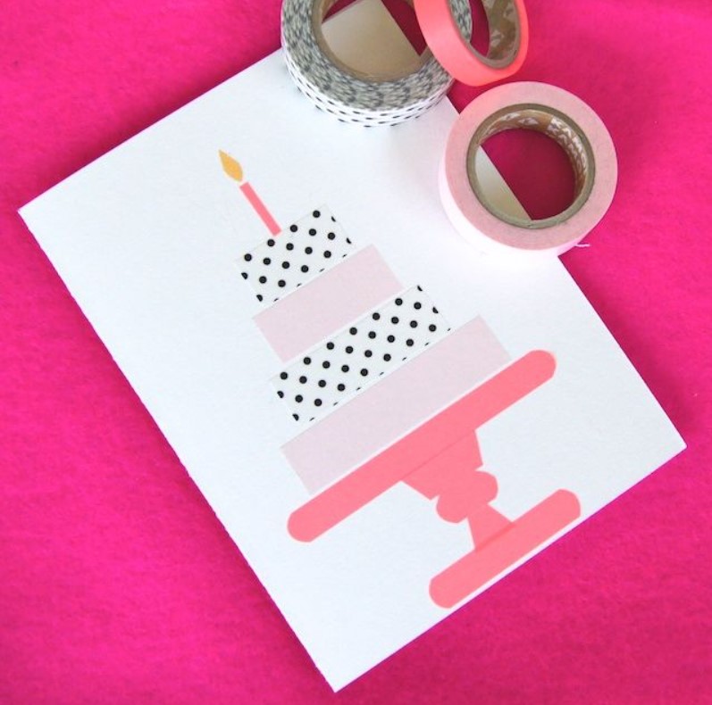 Washi tape cake birthday card