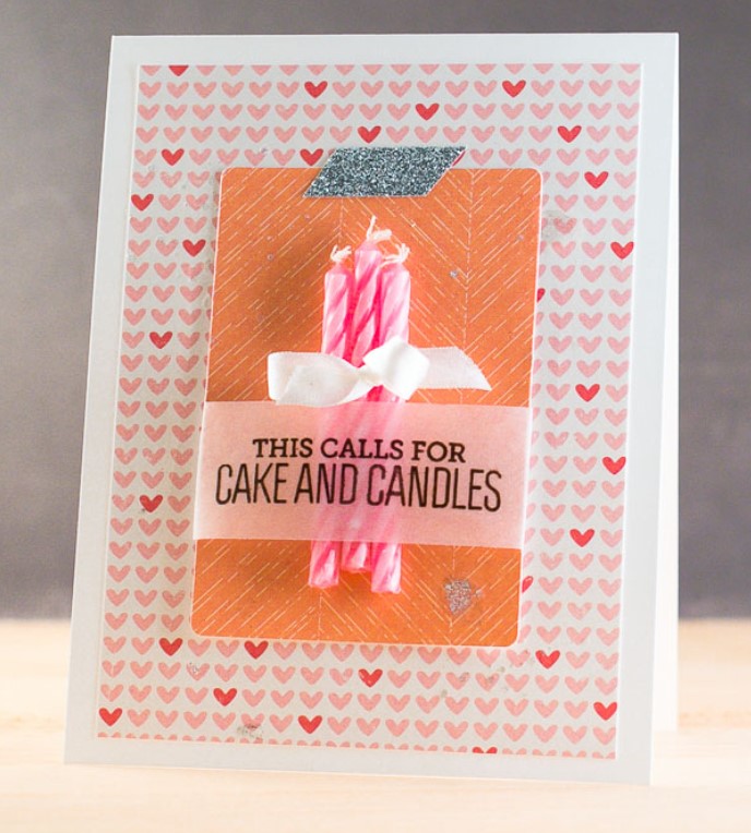 Pink candle birthday card