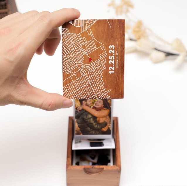 Personalized Map Print Photo Box Gift