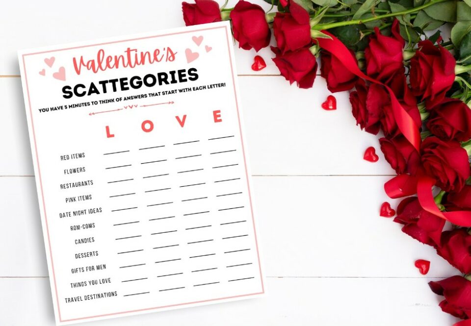 valentines day games for kids - valentine's scattegories