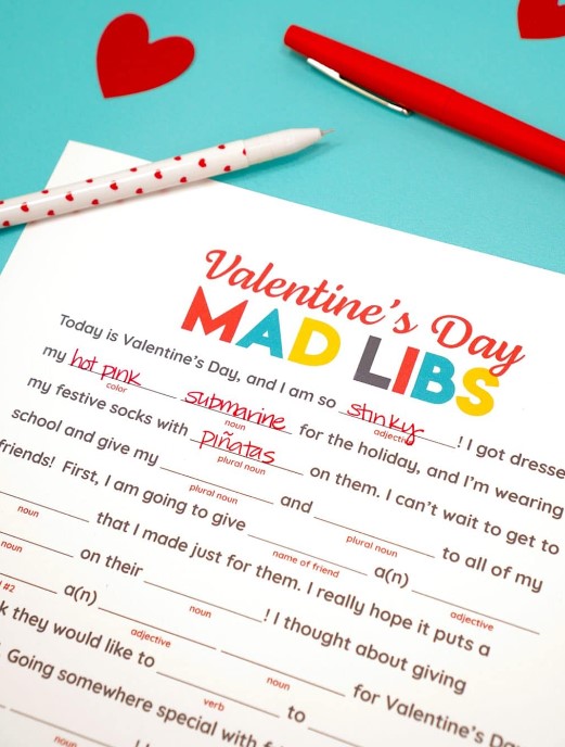 valentines day games for kids - valentine's day mad libs