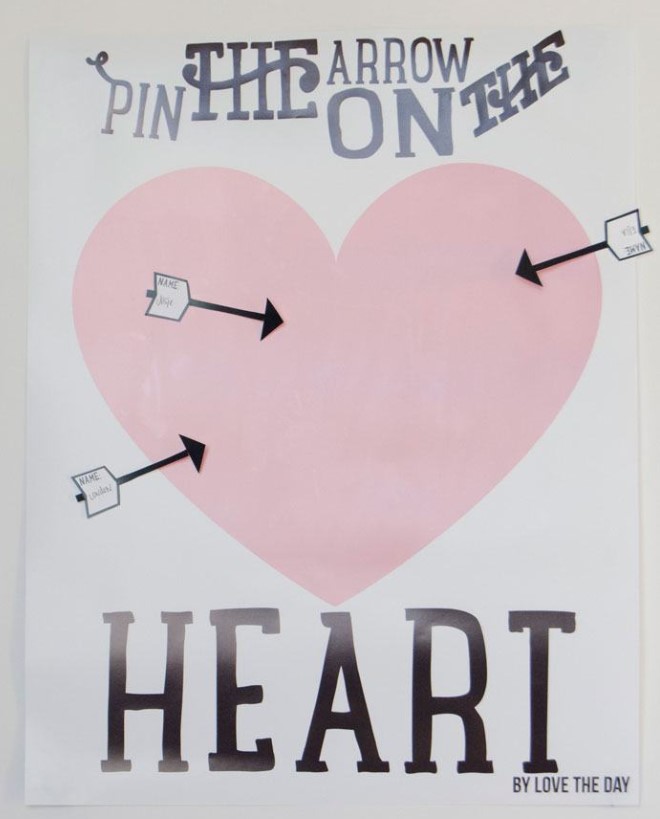 valentines day games for kids - Pin the arrow on the heart
