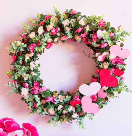 Valentine’s Day Pink Rose Wreath