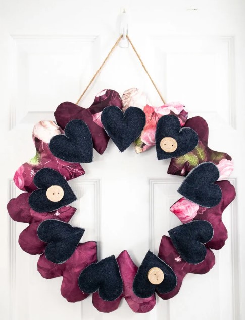 Scrap Fabric Hearts Wreath