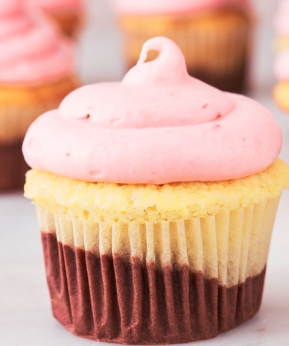Neapolitan Pink Frosting Cupcake 
