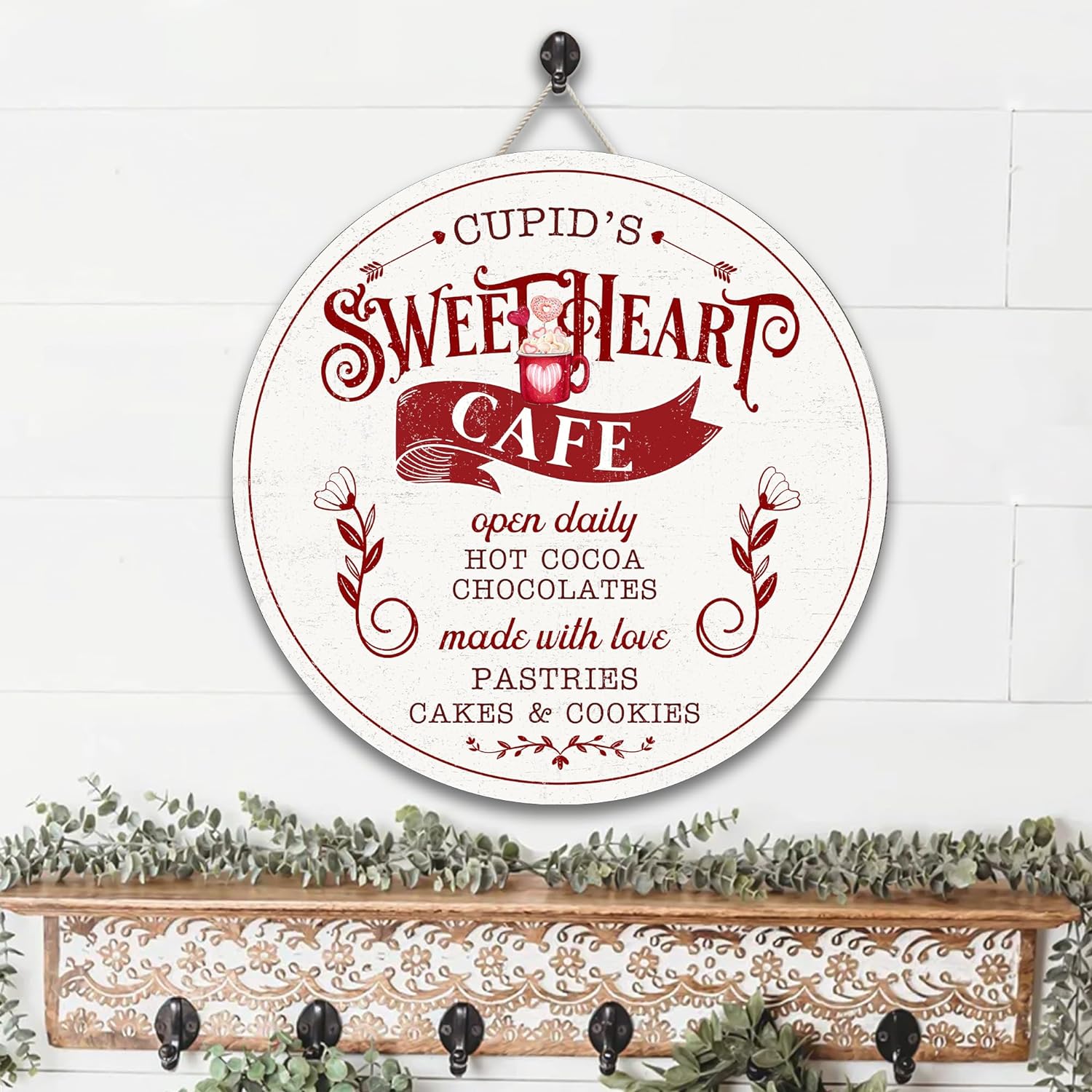 Cupids Sweetheart Cafe Round Wooden Sign 4