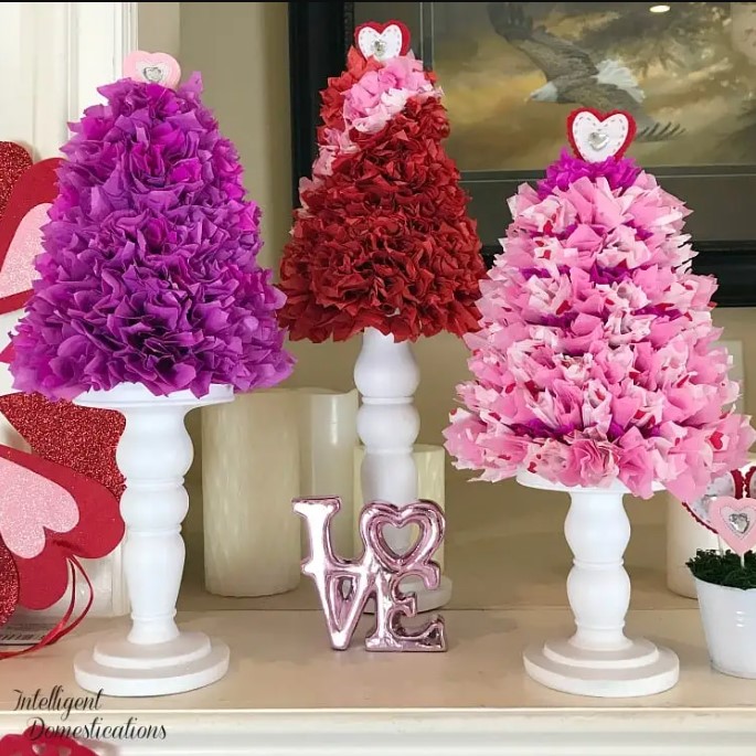 Tissue Paper Cone Valentine’s Day Tree 