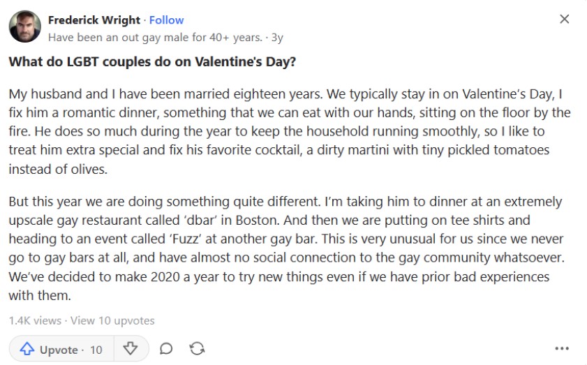 What do LGBT couples do on Valentine day?