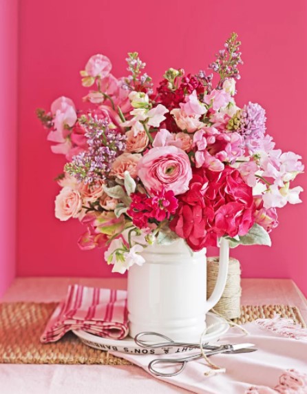 Valentine Theme Color Flower Arrangement