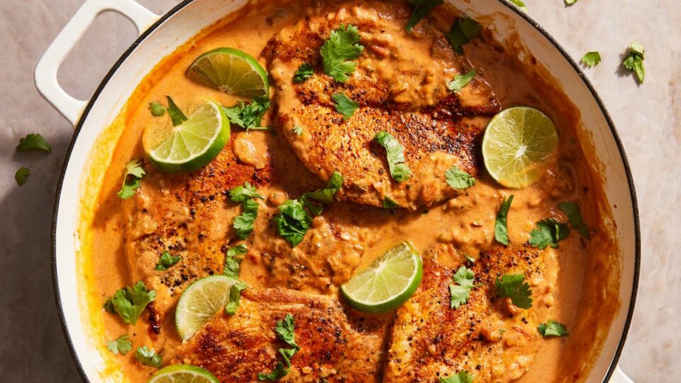 Valentines day dinner recipes one-pan coconut-lime chicken