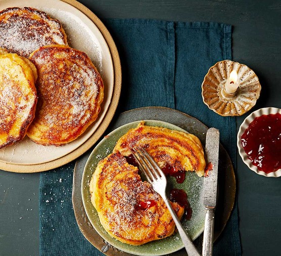 Valentines day dinner recipes jam doughnut pancakes