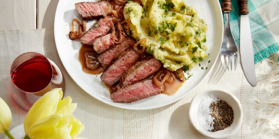 Valentines day dinner recipes strip steak with lemon mashed potatoes