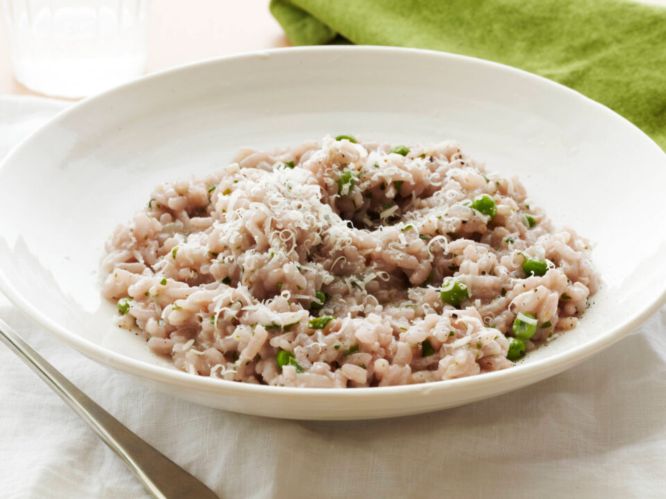 red wine risotto with peas