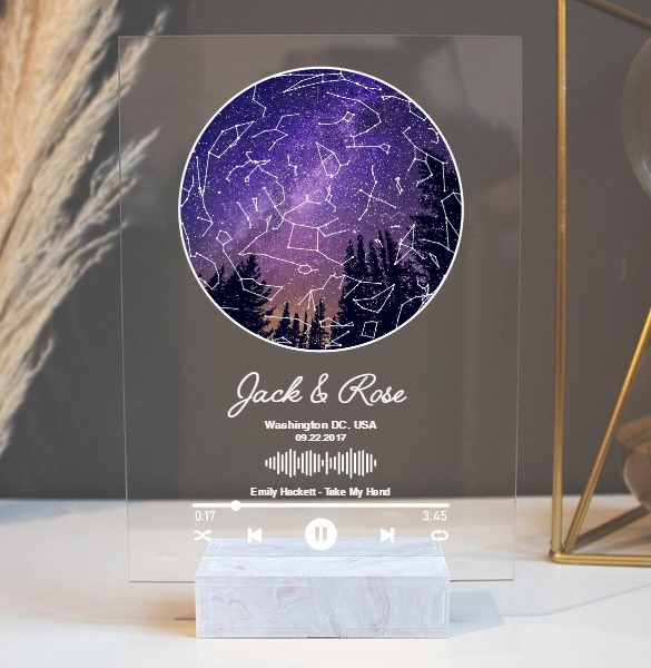 Custom Star Map With Favorite Song Plaque