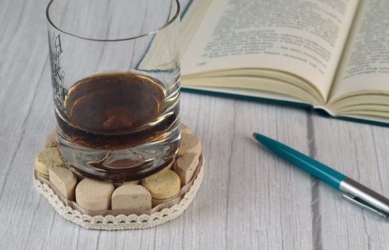 Homemade wine cork coasters