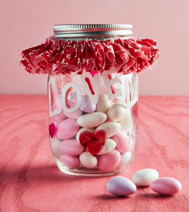 Decorated Valentine's Candy Jar