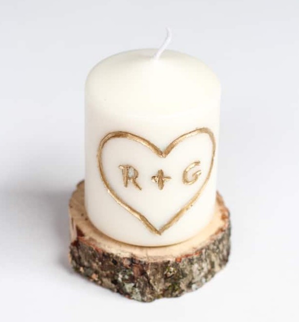 DIY Carved Wooden Base Candles