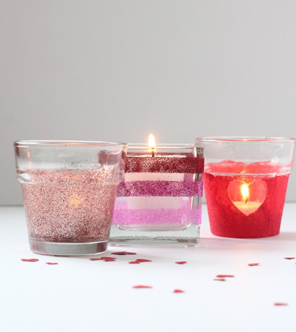 Valentine Glittery Candle Votives