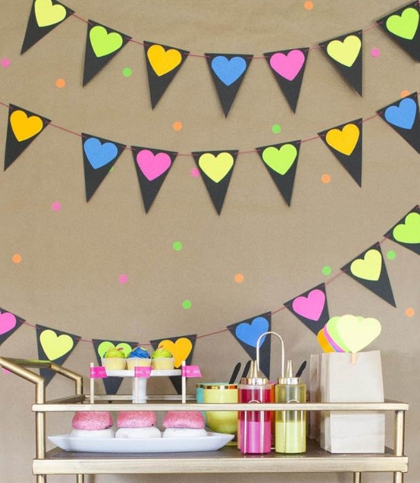 DIY Neon Heart Banner