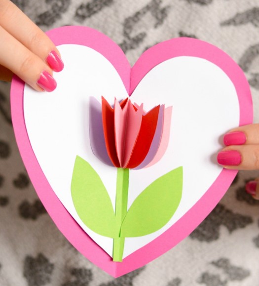 Tulip Heart Pop-up Card