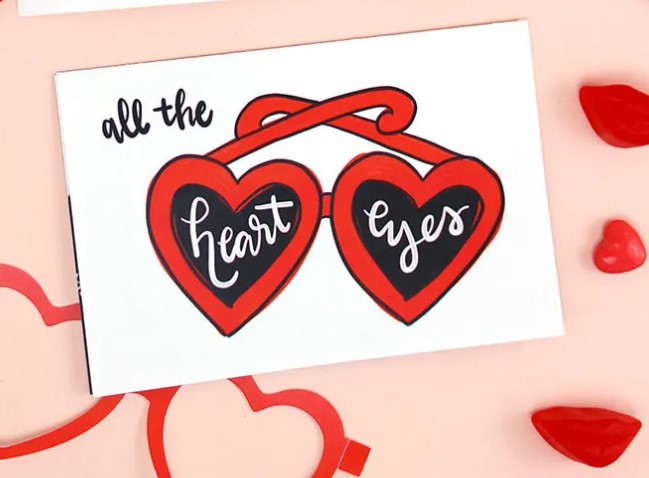 Heart Glasses Valentine Cards