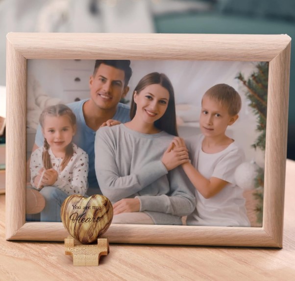 Carved wooden heart-shaped plaque