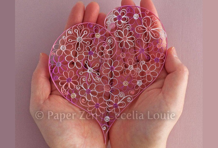 Quilled Heart With Flowers