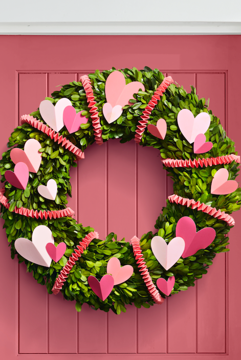paper hearts wreath valentines day decor ideas
