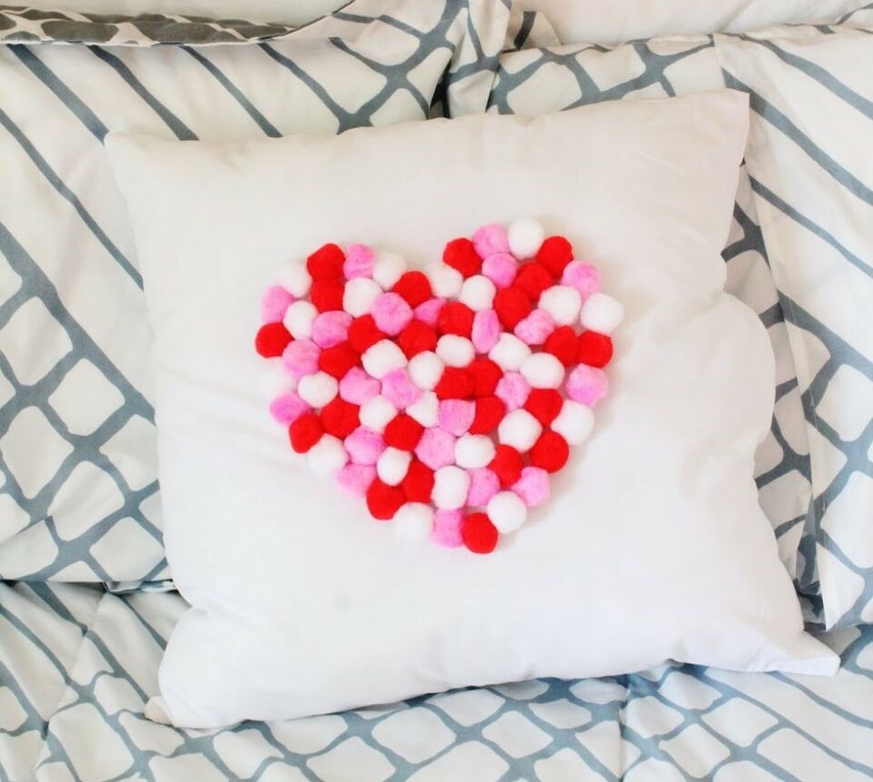 pom pom pillow valentines day decor ideas