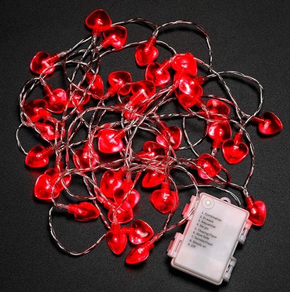 LED Valentine's Day string lights
