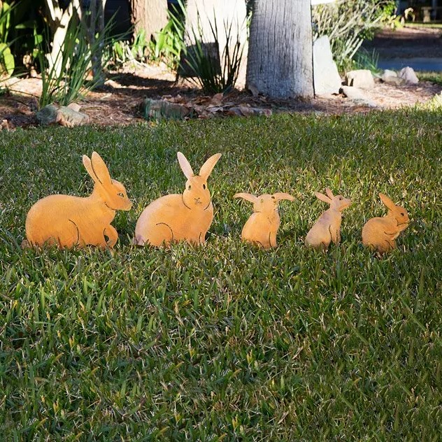 Bunny Family Garden Sculptures