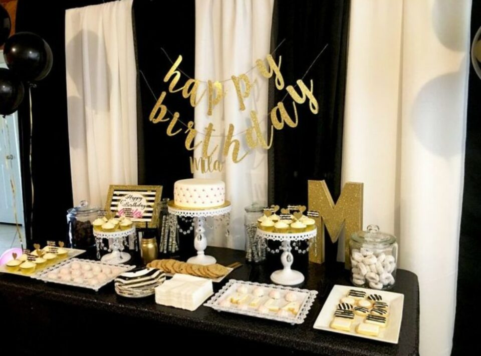 80th birthday party ideas - back and white