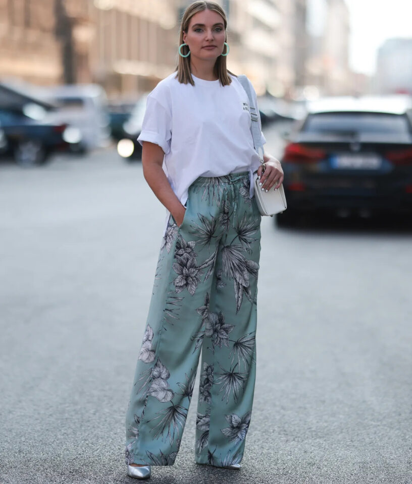 Silky Trousers and Statement Jewelry