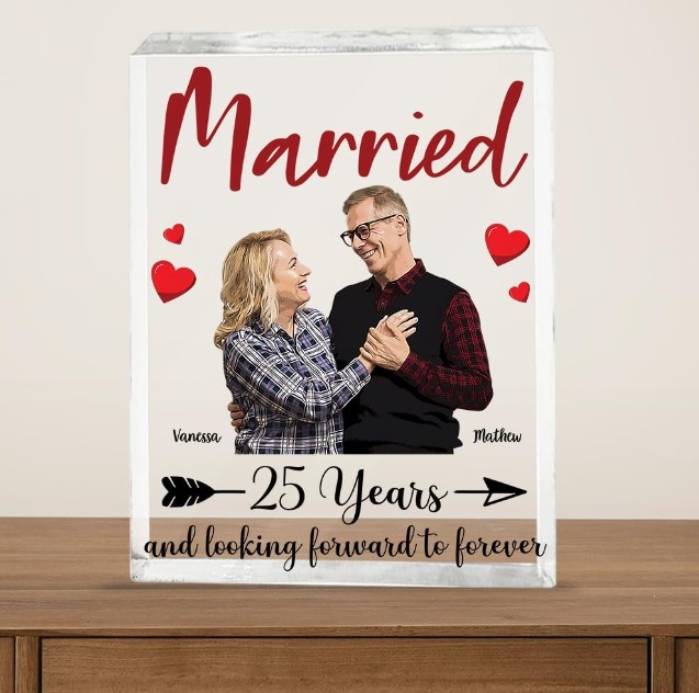 Custom Silver Wedding Anniversary Gift Frame, 25th Anniversary Photo Gifts  For Couples Canvas Print