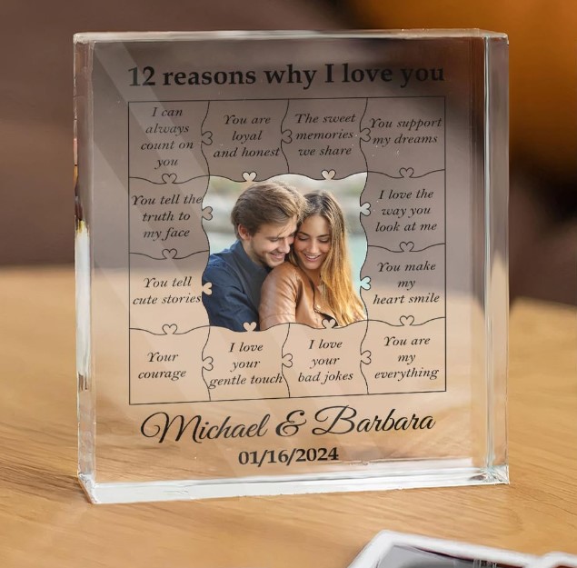 Personalised, Acrylic Photo Frame with Transparent Background for  Anniversary, Birthday Gift Love