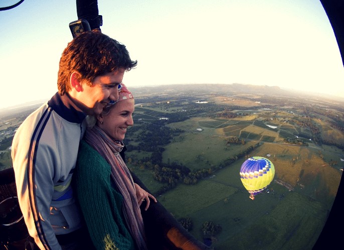 Sunrise or sunset hot air balloon ride