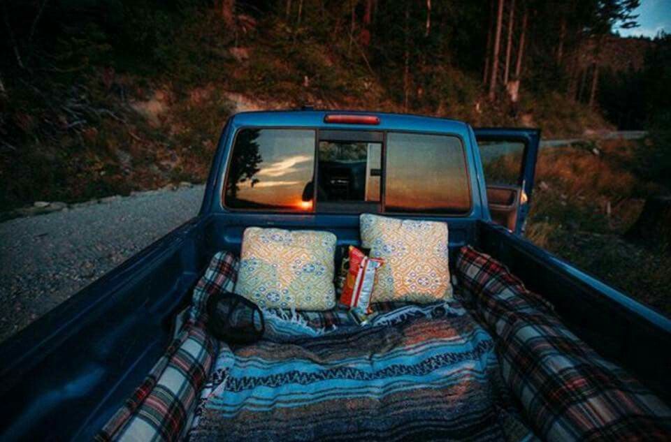 truck bed stargazing date night