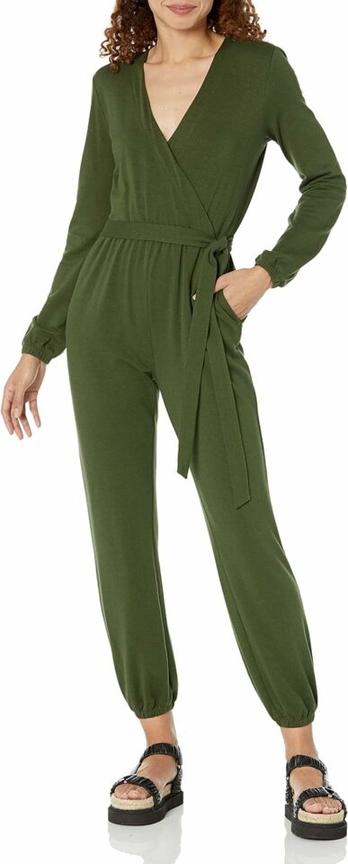 Women's Knit Surplice Jumpsuit 
