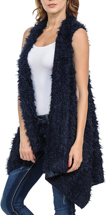 Faux Fur Long Vest Fluffy Cardigan
