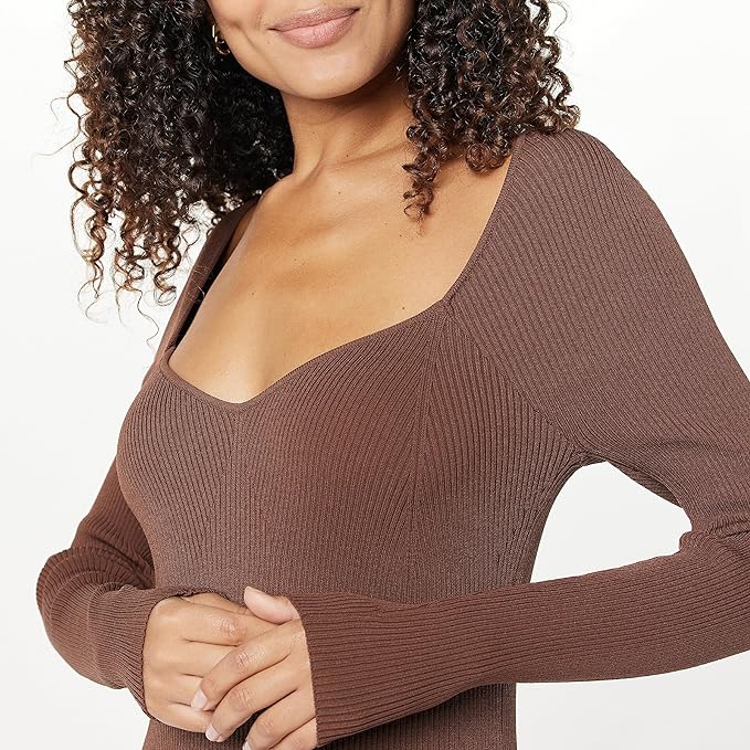 Neckline Sheath Sweater Dress
