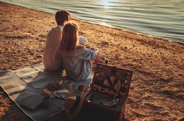 Outdoor Picnic And Watch Sunset Together