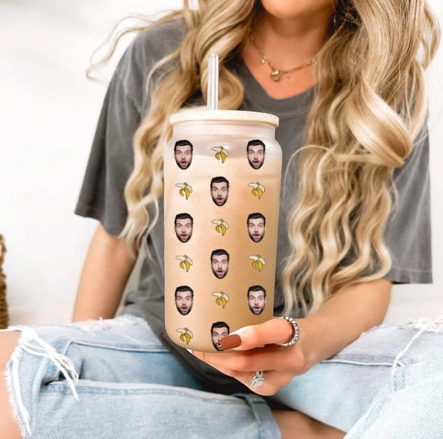 Funny Pattern With Custom Face Glass Can