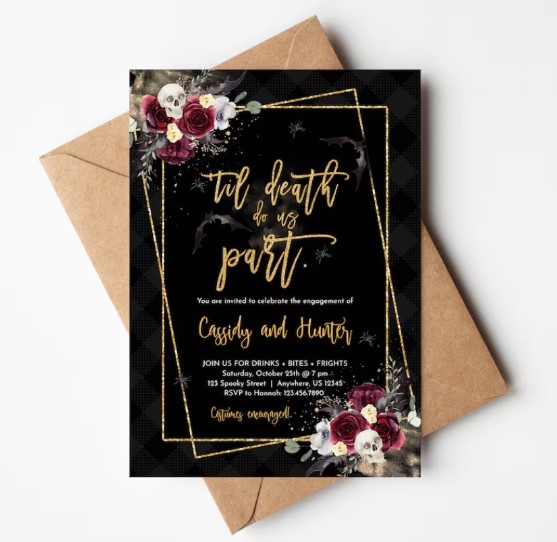 Halloween Engagement Party Invitations