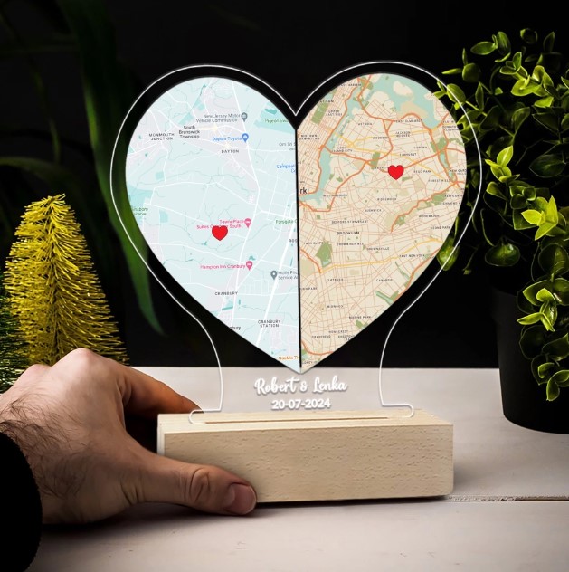 Long Distance Love Map Led Light