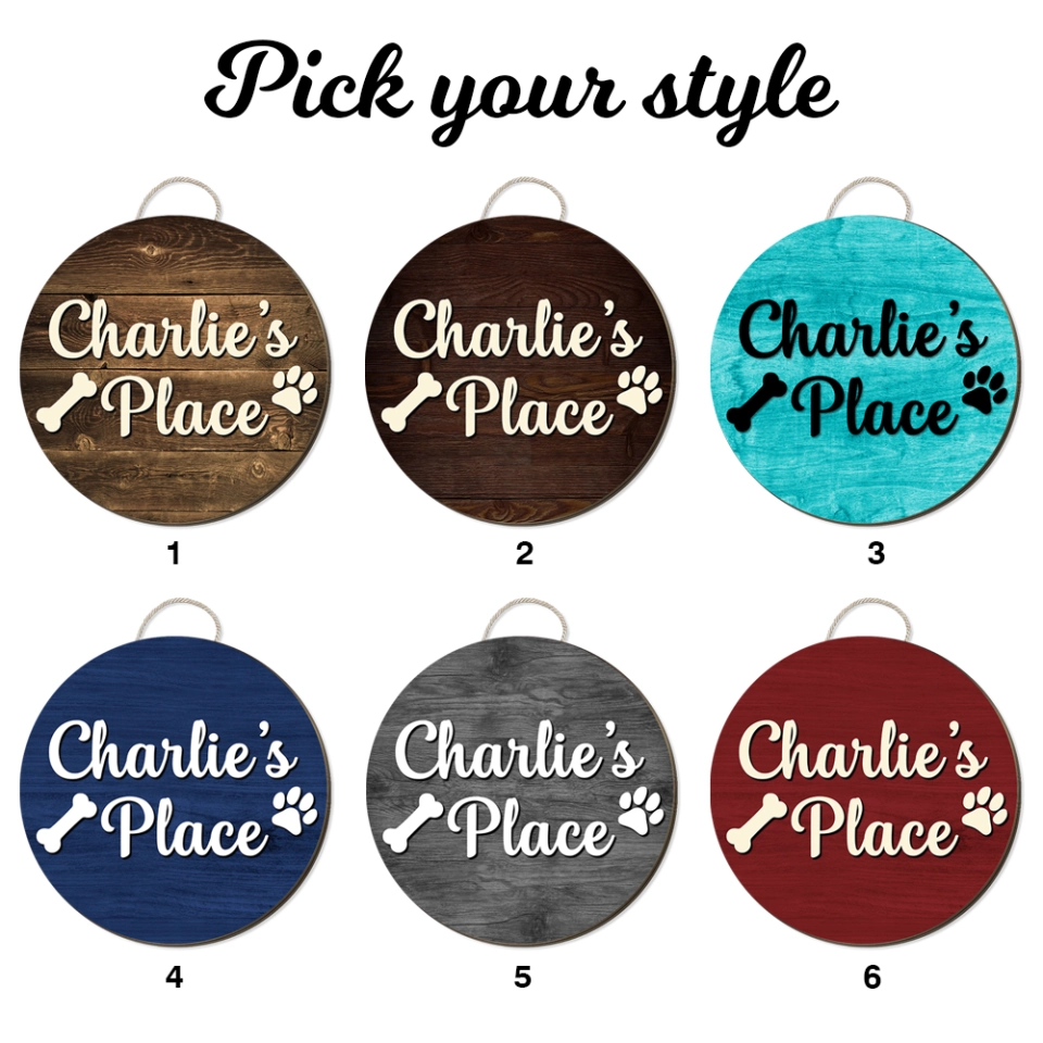 Personalized Dog’s Name Place Round Wooden Sign