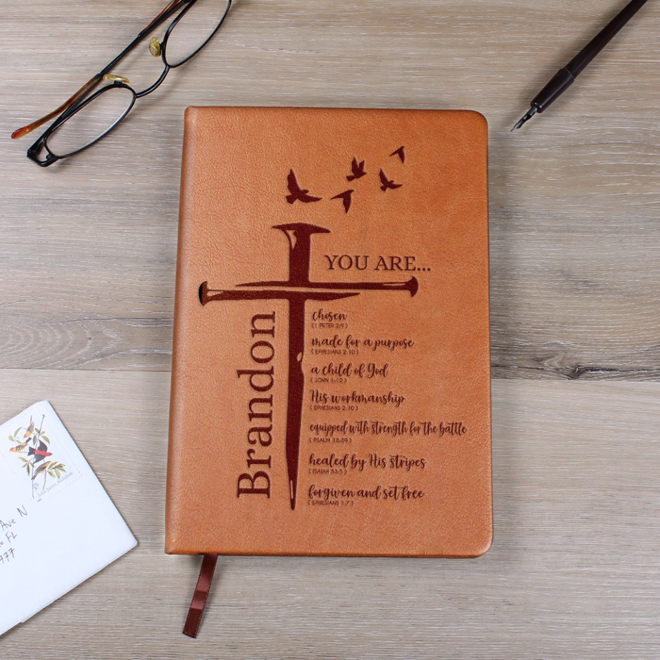 Christian Gift for Men Bible Verse Cross Leather Journal